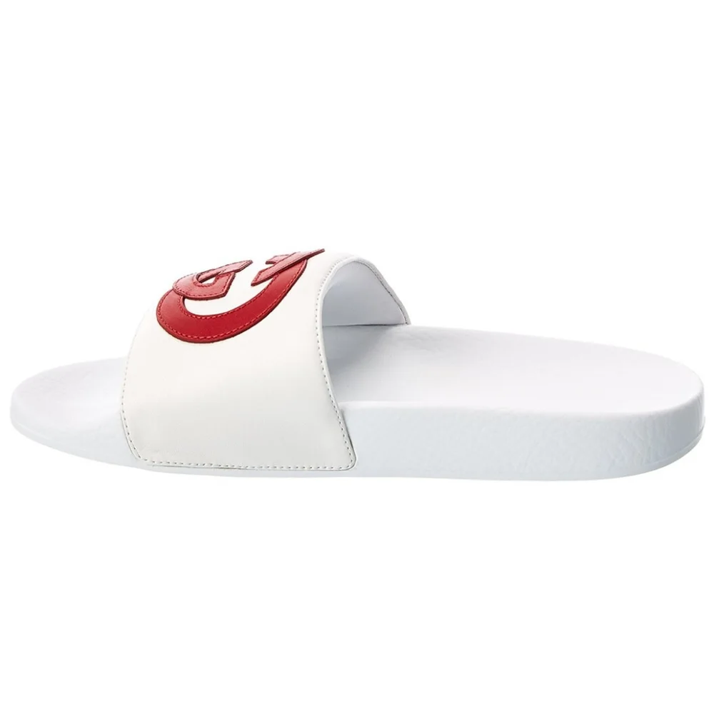 GUCCI INTERLOCKING G LEATHER SLIDES WHITE SIZE EU 38 - Picture 5 of 16